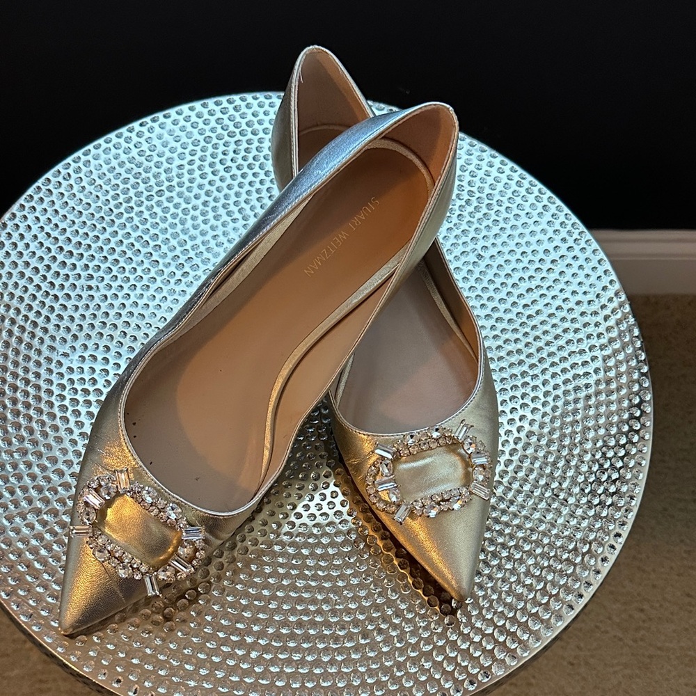 Stuart Weitzman Gold Embellished Flats